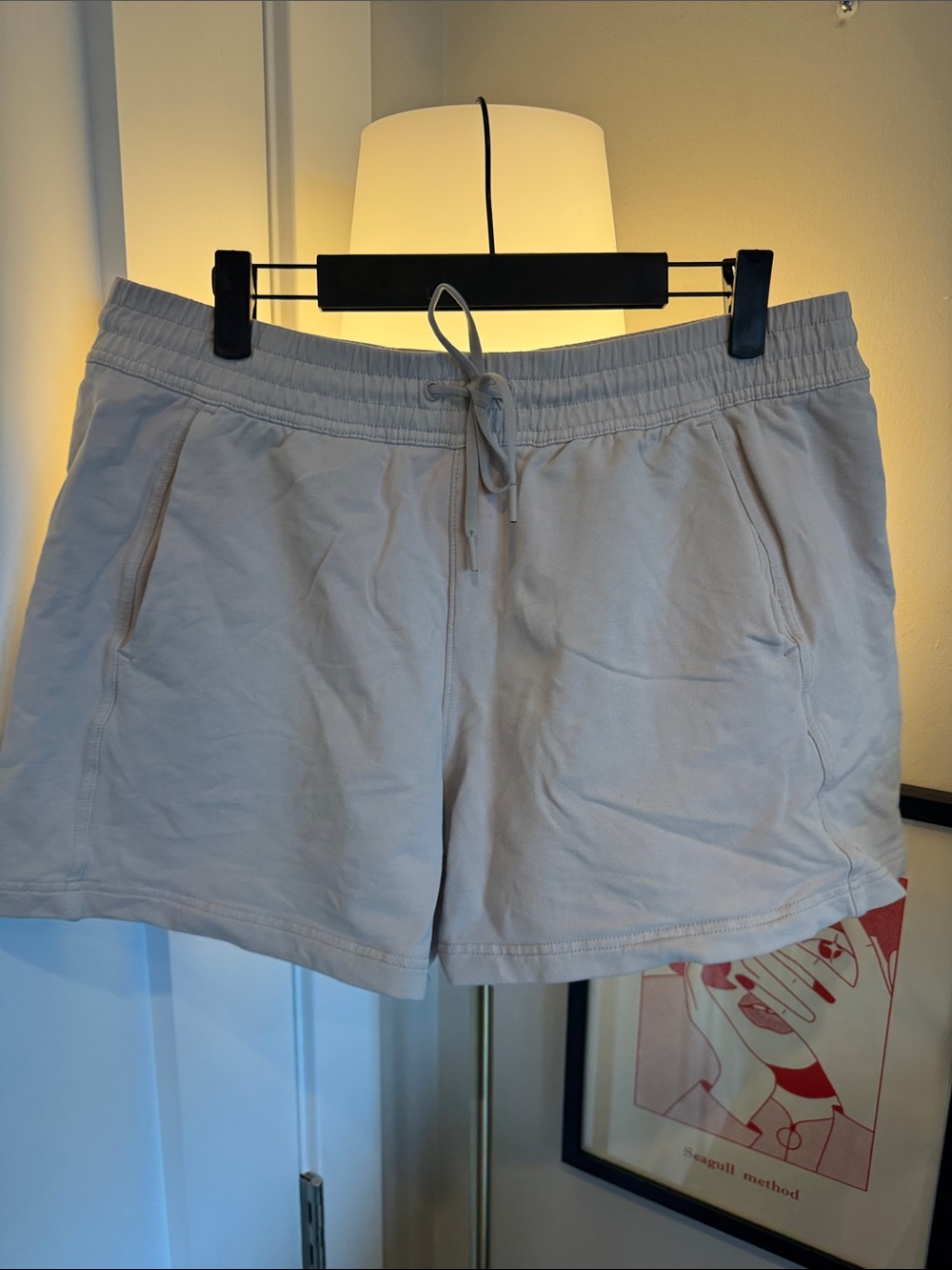 Athleta Women's Drawstring Lounge Shorts in Light Beige, Size Large